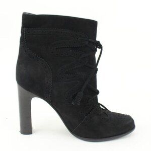 Hermès Size 35.5 Black Suede Perforated Wingtip Booties 63h32s